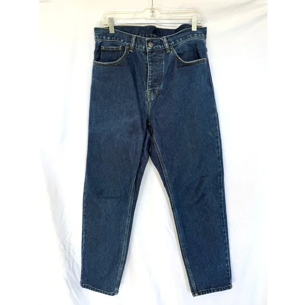 EUC Carhartt WIP Newel Pant Denim Blue Jeans, Men's 32, Relaxed Straight Tapered - Picture 3 of 7